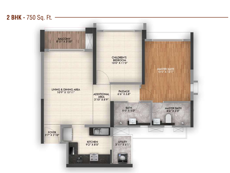 Floor plan of Gera Joy on Tree Tops &mdash; photo gallery, images, brochure, amenities, cost sheet, price breakup, availability details, RERA number, RERA certificate, possession date, layout plan, logo, floor plan, master plan, and location map showcasing project highlights and features.