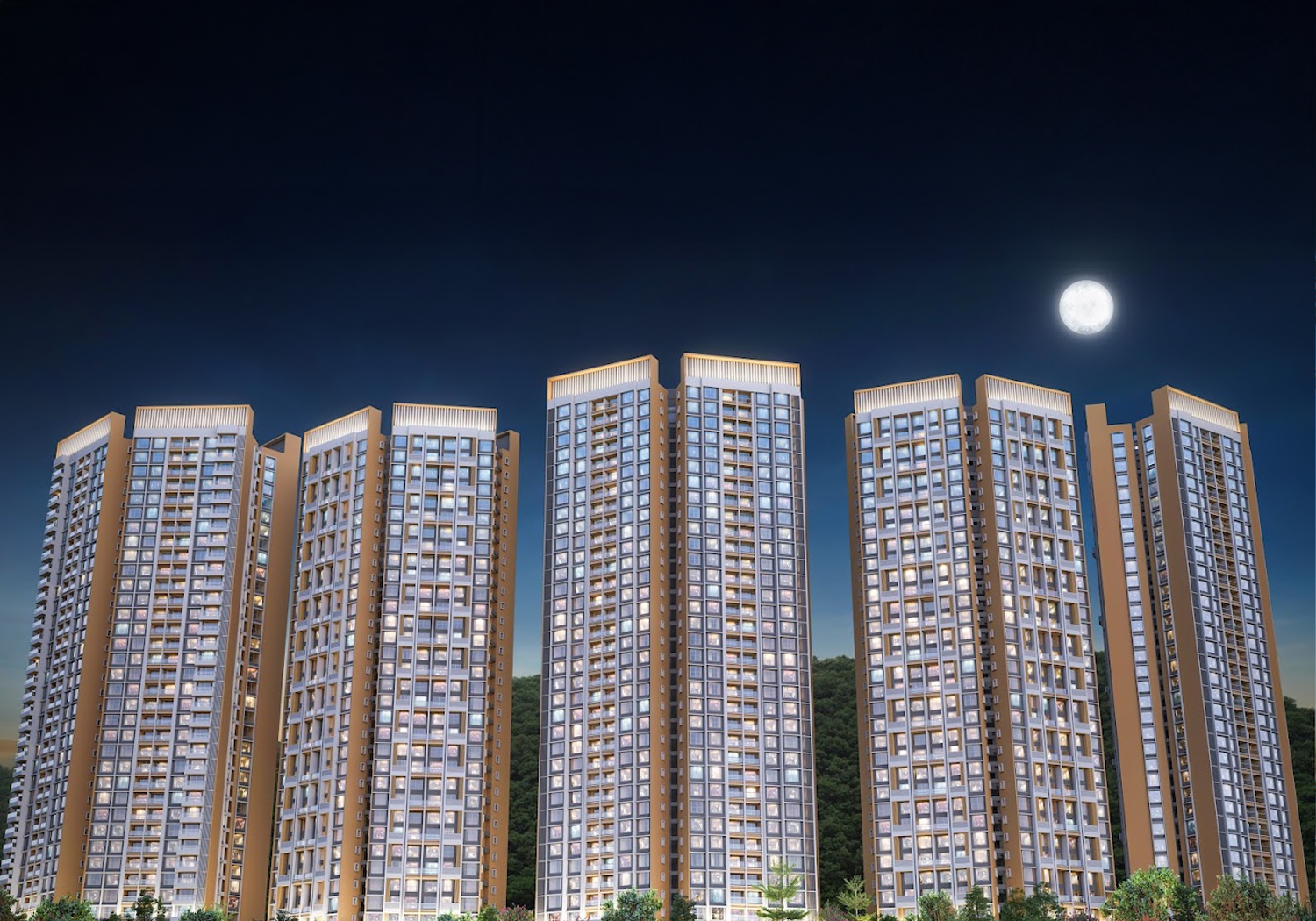 Exterior view of Gera Joy on Tree Tops &mdash; photo gallery, images, brochure, amenities, cost sheet, price breakup, availability details, RERA number, RERA certificate, possession date, layout plan, logo, floor plan, master plan, and location map showcasing project highlights and features.