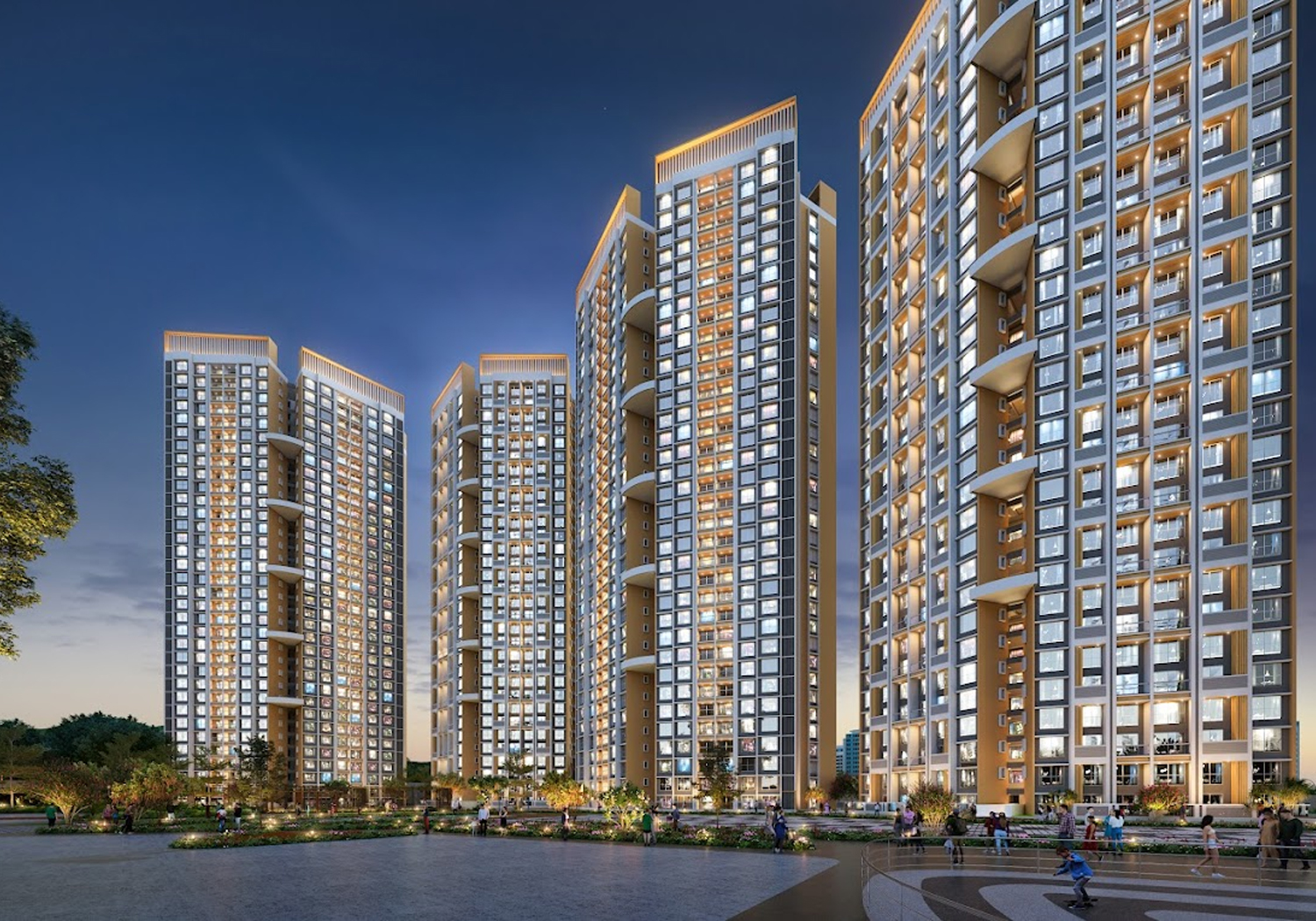 Exterior view of Gera Joy on Tree Tops &mdash; photo gallery, images, brochure, amenities, cost sheet, price breakup, availability details, RERA number, RERA certificate, possession date, layout plan, logo, floor plan, master plan, and location map showcasing project highlights and features.